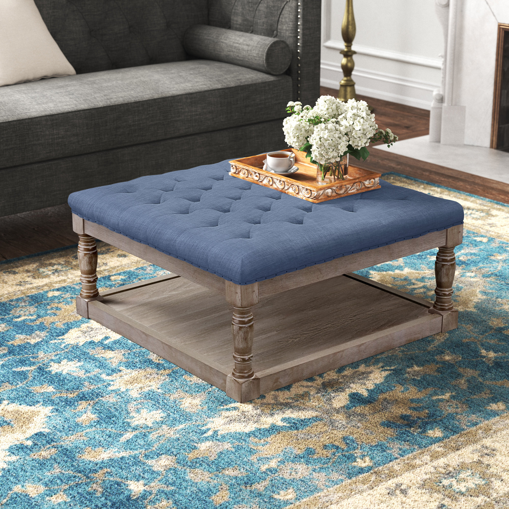 Ophelia & Co. Fontanet 34" Wide Tufted Square Cocktail Ottoman/Coffee Table & Reviews | Wayfair