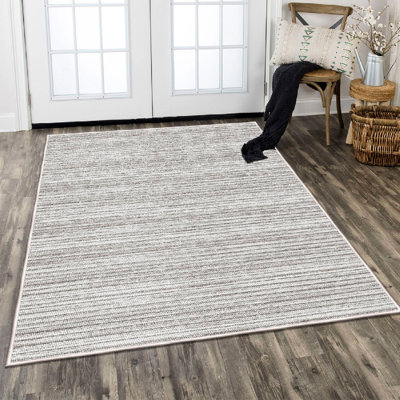 Premium Cotton Area Rug, 3.3 x 9.8 Feet, Antibacterial with Non-Slip PVC Underside | 100% Cotton, 1.4 lbs per sq ft, 0.3 in Pile Height, Machine Washable | Stylish Beige & Grey Design for Home Décor
