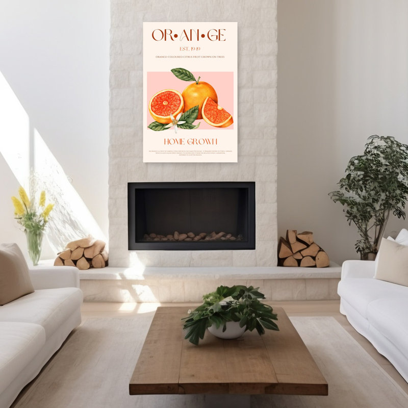 Fresh Orange Botanical Vibrant Vintage Flower Fruit Wall Art, 48" H x 32" W