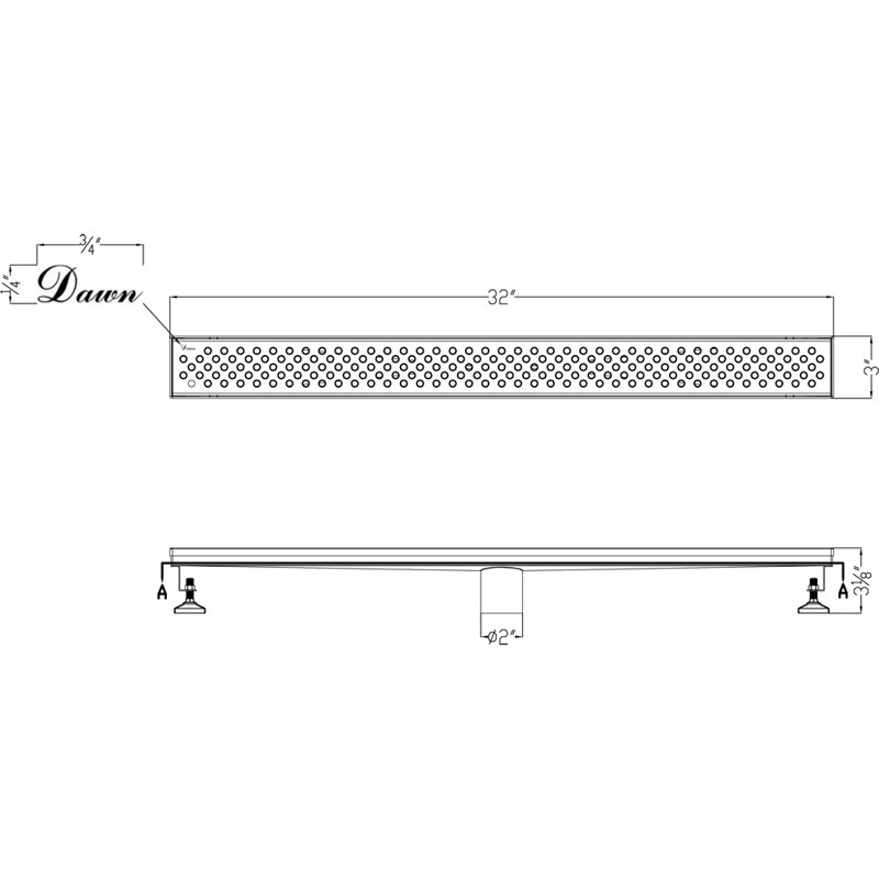 Rhone River Series 32 Inch Long Stainless Steel Linear Floor Shower Drain