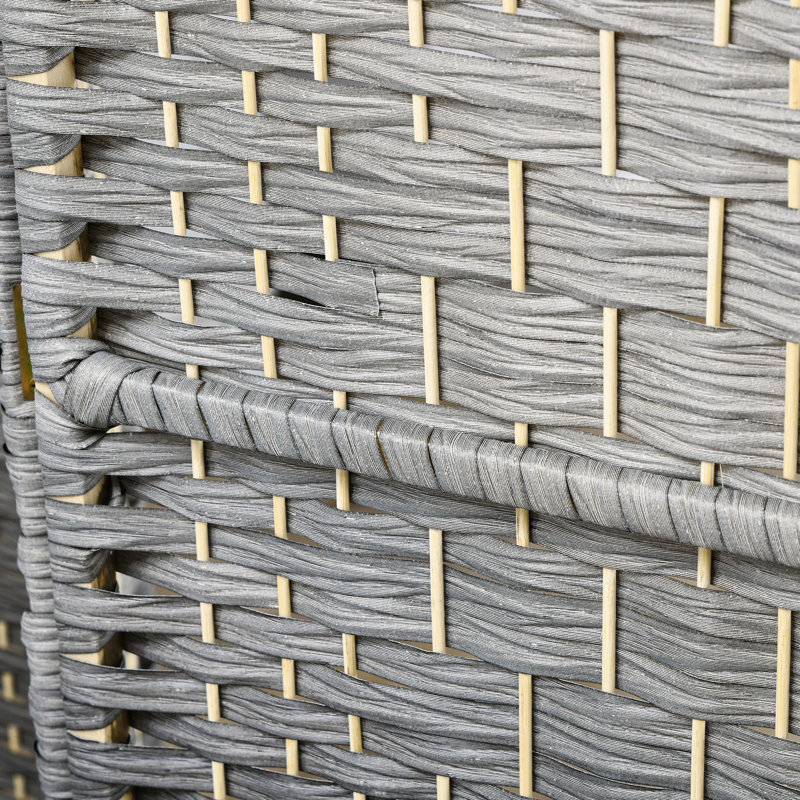 Paravent 4 panneaux, écran d'intimité pliable de 6 pi de hauteur. Cloison mixte en bois tissé à la main gris pour la maison. Chambre polyvalente, bureau. Léger, pliable. Aucun assemblage requis.