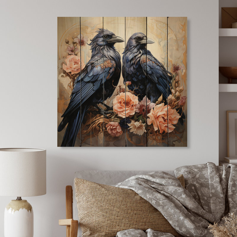 Corbeau Royal Majesty I sur bois, H 15 po x l 15 po x P 0,78 po