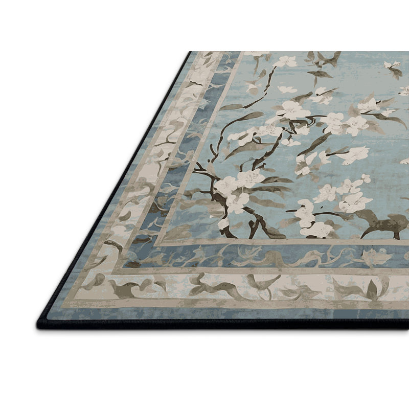 Tapis gris soyeux et moelleux, Rond 5 pi