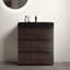 Meuble-lavabo autoportant de 30 po en noyer avec lavabo, grand meuble-lavabo autoportant pour salle de bain moderne, lavabo une pièce noir sans drain ni robinet, pré-assemblé-917797361