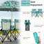 Double chaise de camping pliante avec porte-boisson pour parasol, sac de transport, table pliante, grande capacité de support pour la plage, le patio, la piscine, le parc, le motif de l'arbre à noix de coco