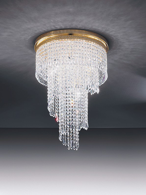 Twister Crystal Semi Flush Mount, 24k Gold