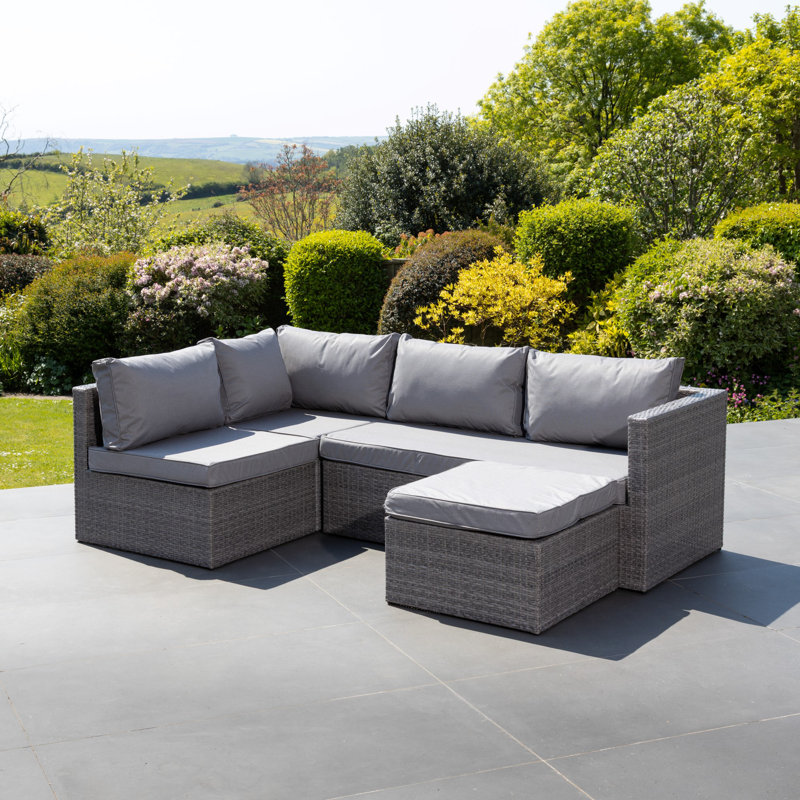 Della Grey Sectional Ourdoor Corner Sofa & Stool