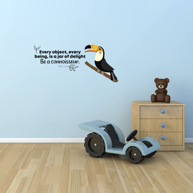 Décalcomanie murale en vinyle mignonne oiseaux « Jar of Delight », H 35 po x l 40 po
