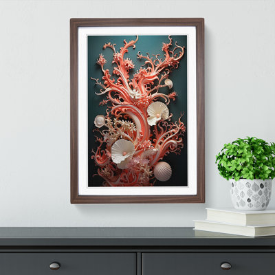 Coral Baroque - Single Picture Frame Print on Wood