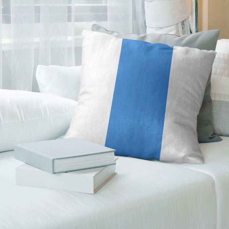  Coussin Football, 16 po x 1 po, Blanc / Bleu, Simili suède