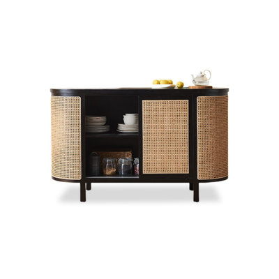 Modern Black Solid Wood Sideboard
