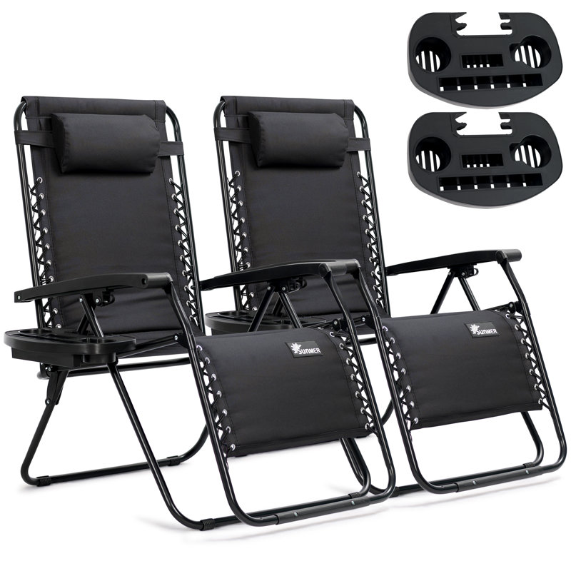 SUNMER Padded Extra Wide Recliner Chairs (Set Of 2), Black