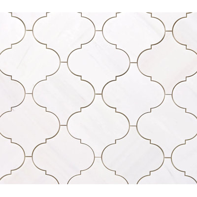 Bianco Dolomite 12" x 12" Marble Arabesque Mosaic Tile