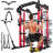 Power Squat Rack Cage Home Gym, 2000lbs All In One Dual Cable Crossover Machine With Lat Pulldown Strength Training Power Cages With Pulley Workout System, Garage Bench