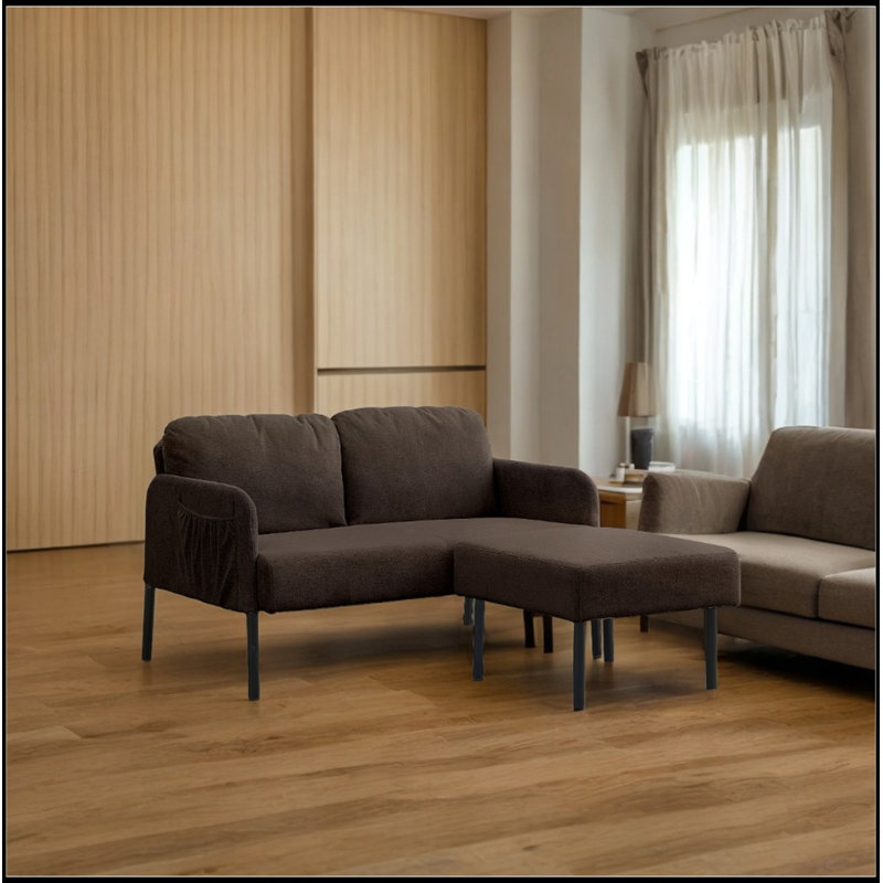 Canapé confortable en tissu de polyester avec repose-pieds, idéal pour diverses pièces, Brun