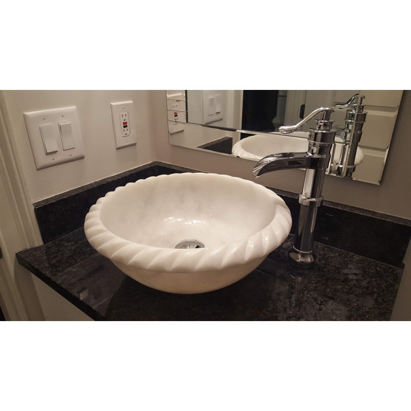 TashMart 16'' Gray Stone Circular Bathroom Sink