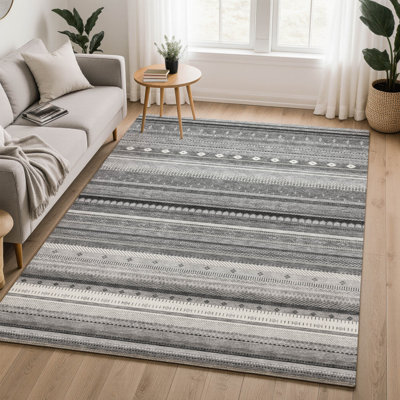 Premium Machine Washable Mayfield AMF2218 Striped Rug