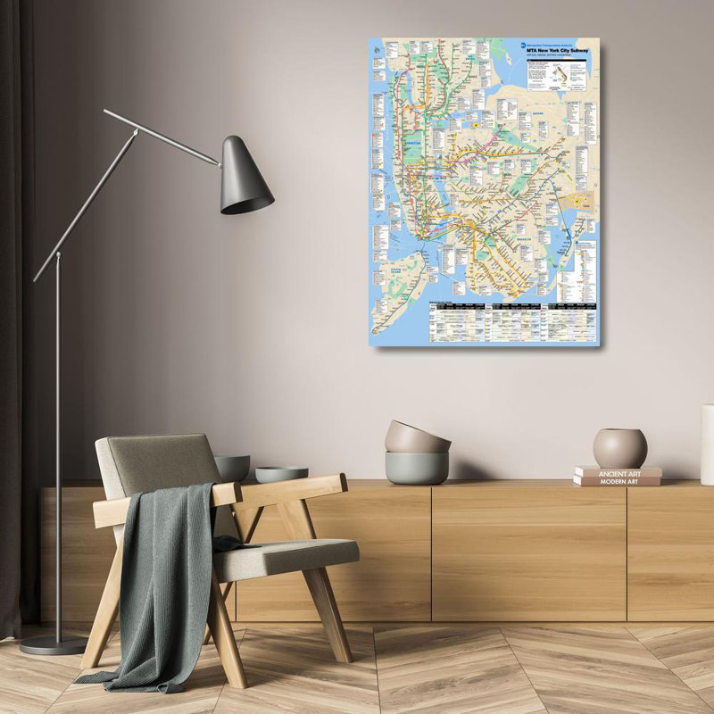 New York Subway Map, 24" H x 18" W