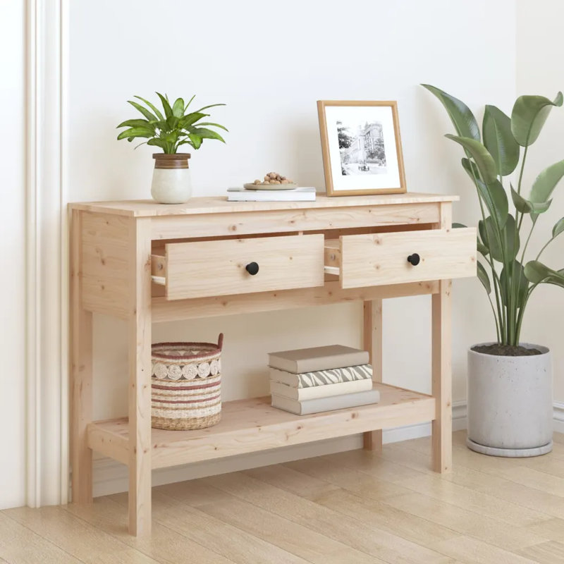 Kitrick Solid Wood Console Table, 75 H x 100 W x 35 D cm, Brown