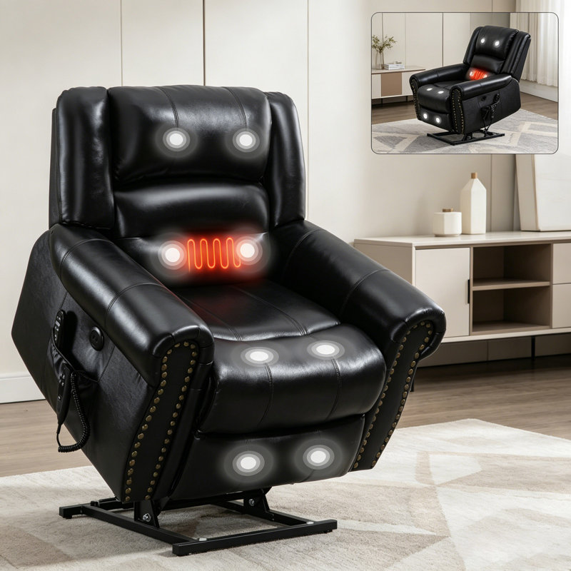 Fauteuil inclinable Power Lift, Cuir noir