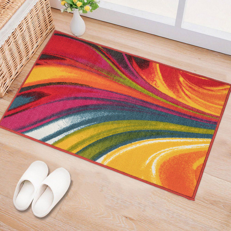 Tapis touffeté à motif abstrait Akieba, Rectangle 1 pi 8 po x 2 pi 6 po
