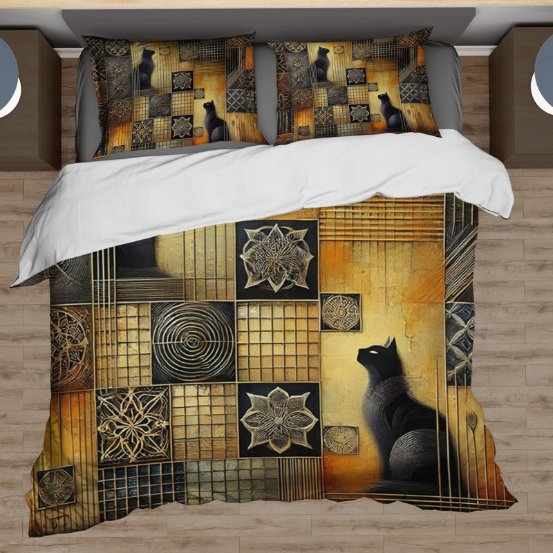 Two Cats Comforter Set, Queen Comforter + 1 Standard Pillowcase