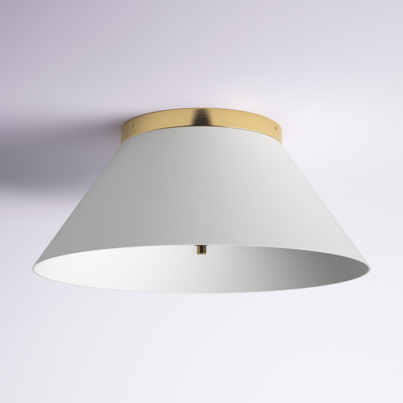 Garnette Flush Mount, White/Vintage Brass, White Shade
