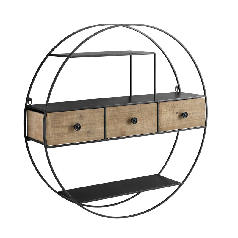 3 Piece Circle Accent Shelf with Drawer