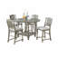 Table de salle à manger 4X Chaises hautes 5Pcs Ensemble de salle à manger à hauteur de comptoir Finition gris clair Mobilier de salle à manger Siège rembourré en tissu moelleux de style contemporain