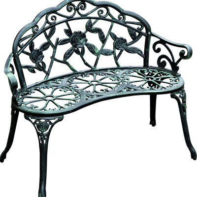 Banc d'extérieur en aluminium moulé - Élégant pour jardin et terrasse. Ce banc de jardin en métal confortable présente une finition antique.