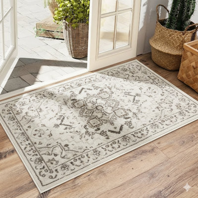 Tapis de style oriental traditionnel Losh en brun / beige / crème Losh