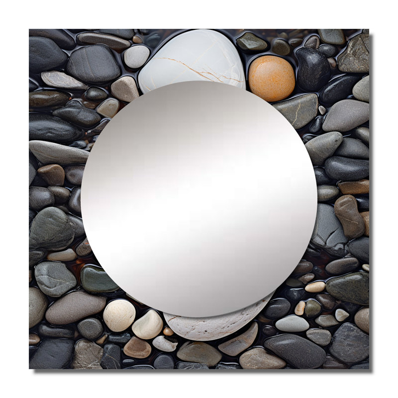 Photo de plage Harmonious Balance IV - Art abstrait carré de miroir mural de salon, 29 po x 29 po