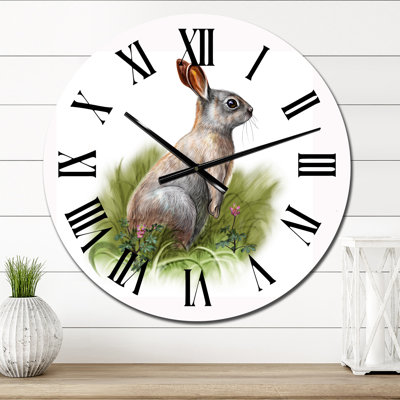 Lapin sauvage dans l'herbe - Horloge murale traditionnelle