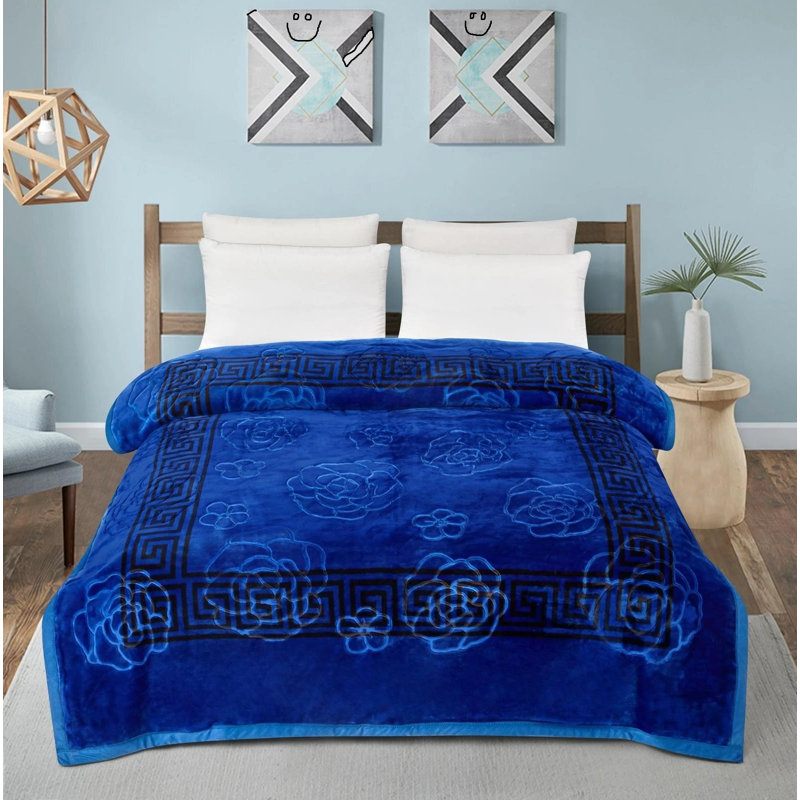 Flatweave Throw Blanket, Blue Geometric