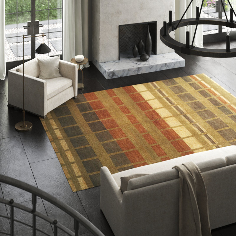 Geometric Area Rug in Beige/Brown/Green, Rectangle 10' x 14'