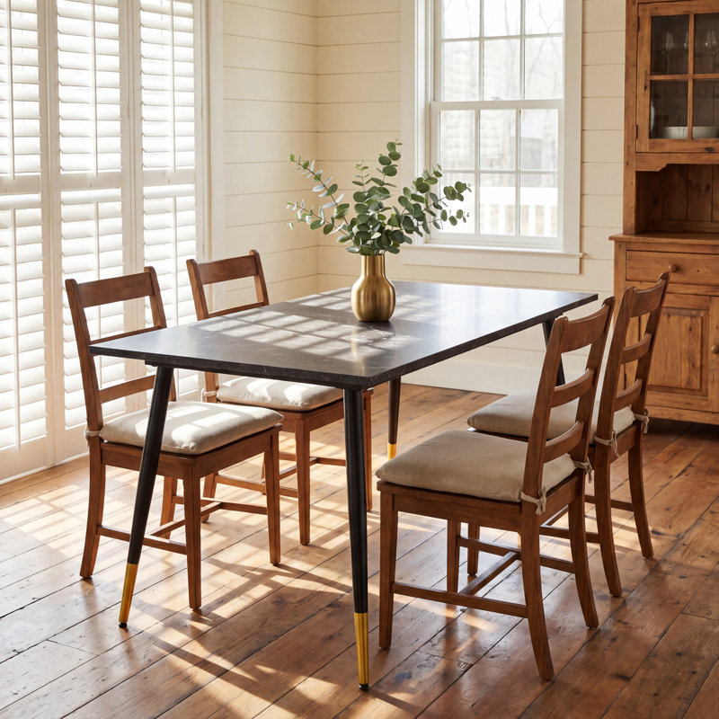 Winser Metal Base Dining Table, Black