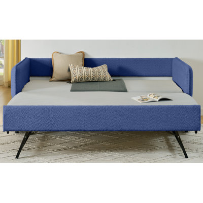 Daybed With Twin Size Pop-up Trundle Upholstered Tufted Sofa Bed, Twin Size, Boucle Fabric