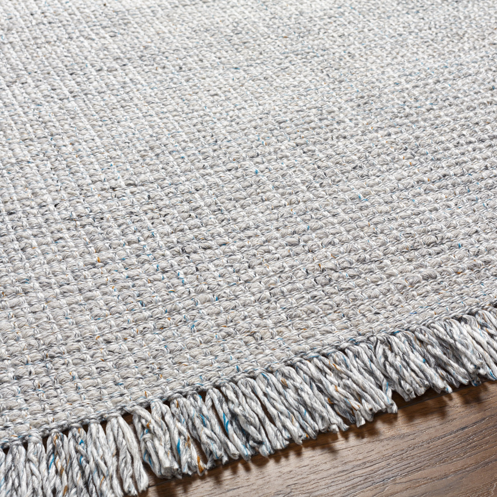 Viewcrest Hand-Woven Striped Light Gray Rug, Runner 2'6" x 8'