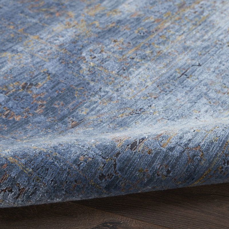 Bungalow Rose Luxurious Blue Vintage Indoor Rug, Rectangle 2' x 3'