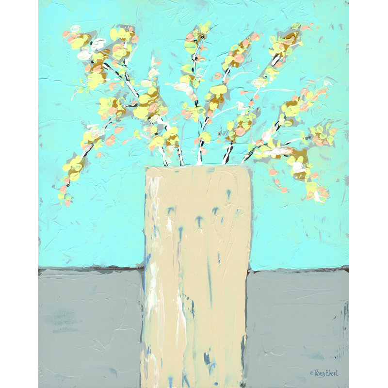Forsythia - peinture sur toile tendue, H 40 po x l 30 po