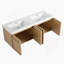 Meuble-lavabo mural 60 po avec double lavabo en résine, 4 portes à fermeture douce, chêne original, contreplaqué (KD-PACKING)