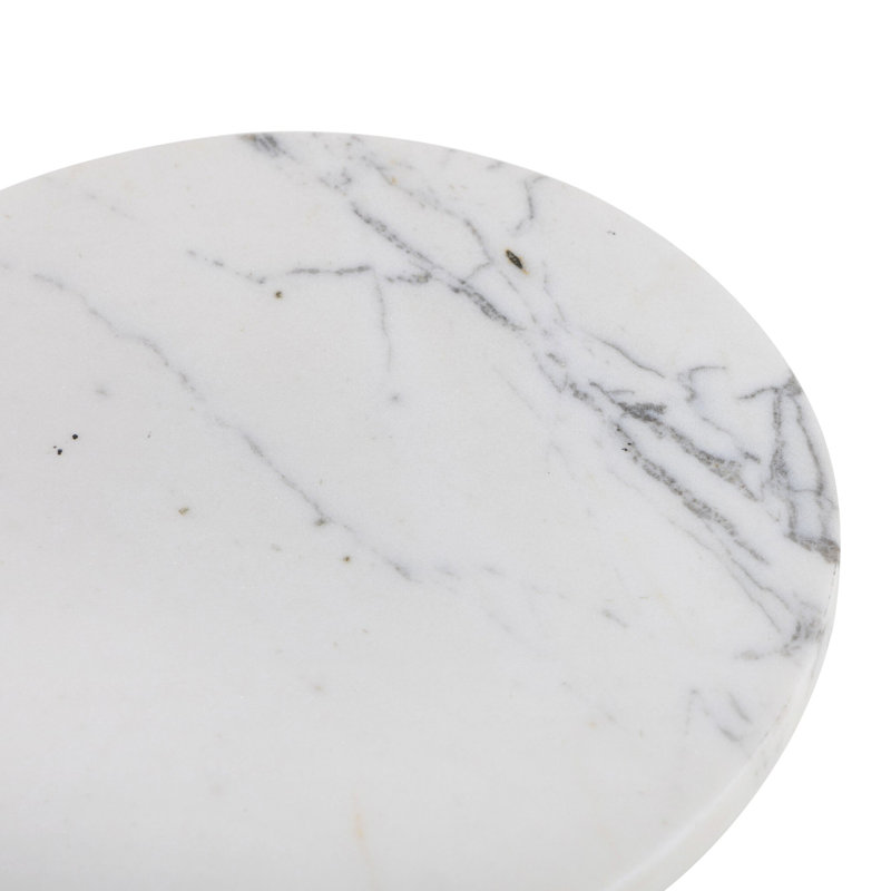 Jocelyn Marble End Table, Veined White Marble