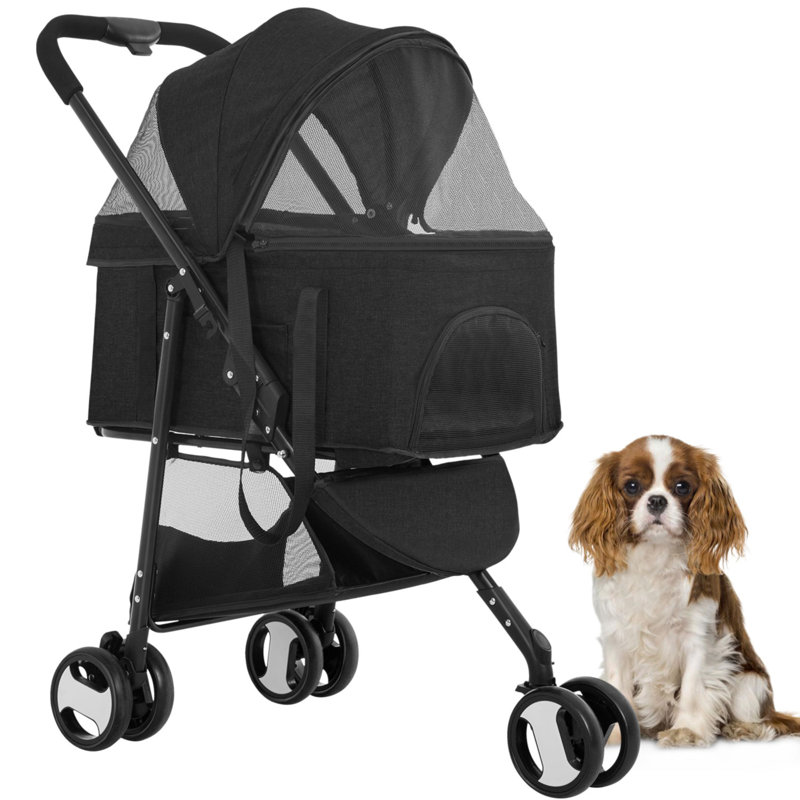 Poussette pliante standard avec support amovible, Noir