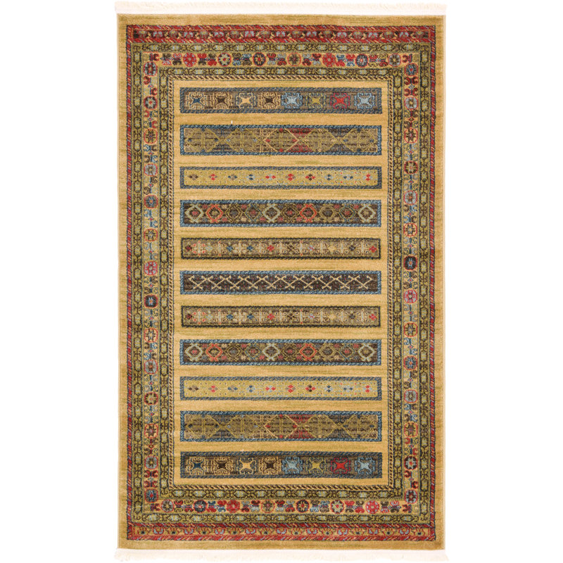 Tapis à motif géométrique Jaeden, Rectangle 3 pi 3 po x 5 pi 3 po, Tanné
