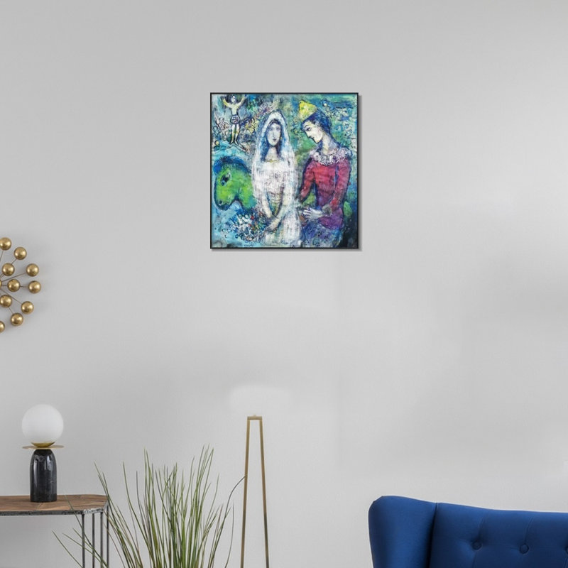 Encadré de mariage sur toile par Marc Chagall, impression sur toile encadrée pour décor de bureau à domicile, 24 po x 24 po
