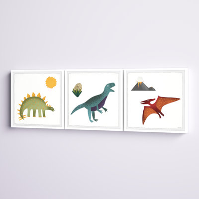 "Eisenbarth Dinosaur World Triptych", ensemble de 3 pièces encadrées
