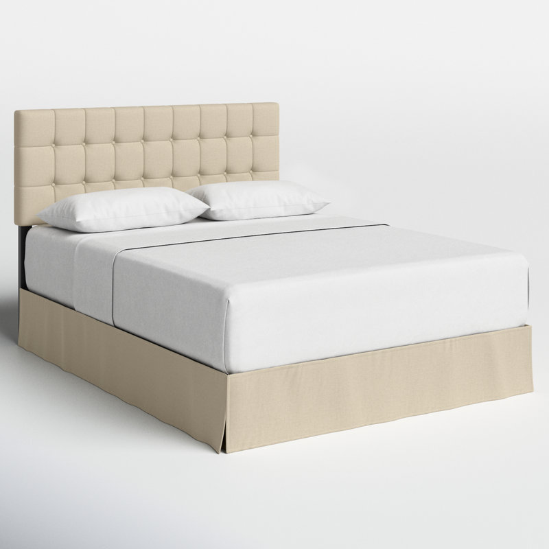 Ambria Upholstered Wingback Bed, Beige, Queen