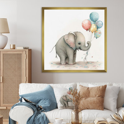 Nursery Adorable Elephant - Children Framed Prints
