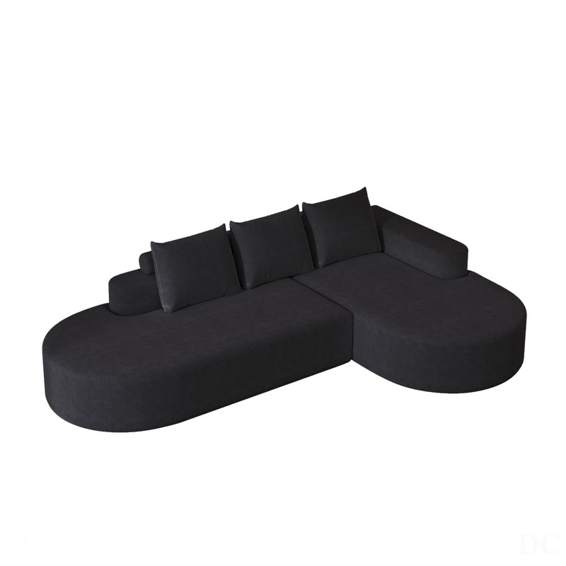 Modern Curved Chenille Upholstered Sectional Sofa Set, Modular L-Shaped Living Room Furniture With Extra Pillows And Comfortable Seating