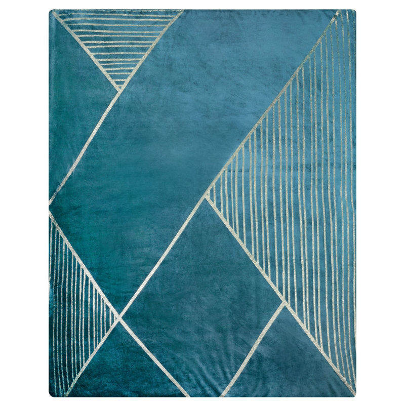 Polyester Geometric Shapes Bedspread, Turquoise